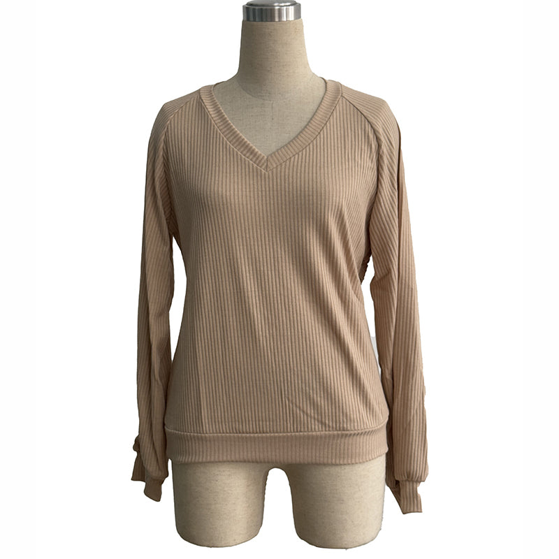 Women's Lace Open Back Top Long Sleeve V-Neck Dressy Casual Shirt For Fall