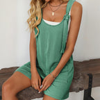 Womens Rompers Summer Casual Short Overalls Sleeveless Adjustable Tie Knot Strap Jumpsuits With Pockets