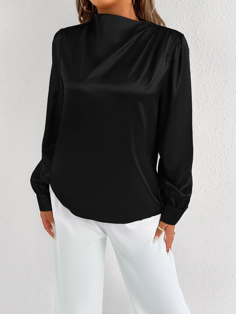Satin Shirt Foreign Trade Shirt Light Transparent Satin Top
