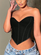 Heart Corset Top For Women, Sexy Concert Outfits Going Out, Strapless Crop Top