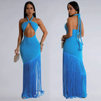 Summer Tassel Stitching Tube Top Dress