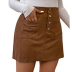 Women's A- Line Skirt With Pockets Corduroy Skirt