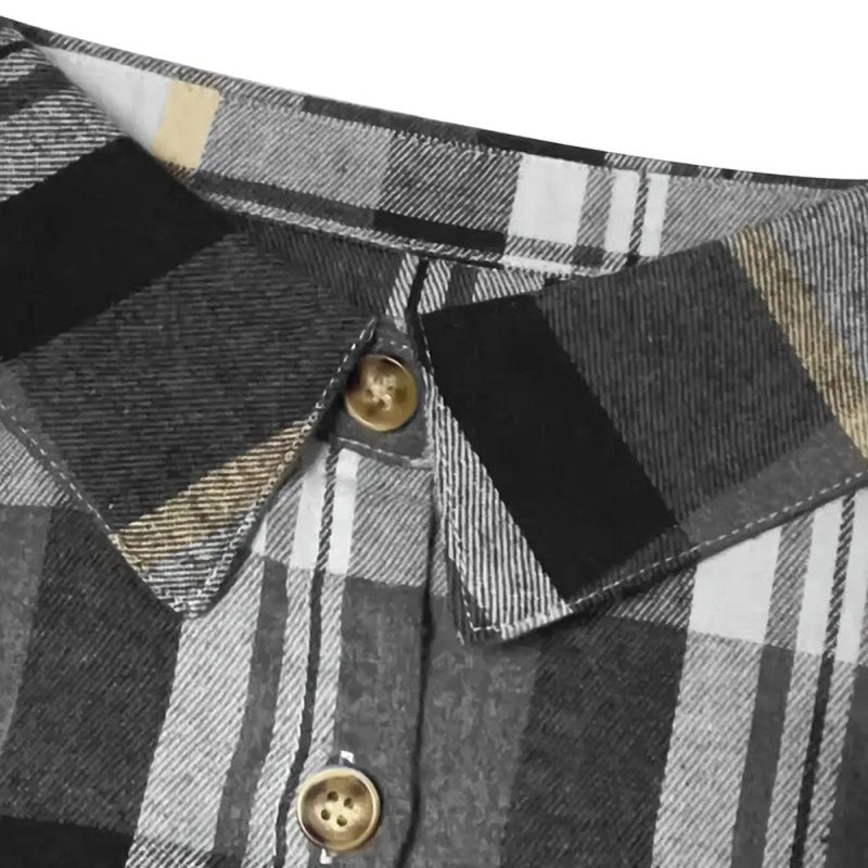 Women's Casual Plaid Long Sleeve Shirt - Button-Down Top With Chest Pocket, Classic Lapel Collar For Office & Weekend Wear