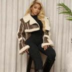 Leather-and-Fur-Trim Short Jacket For Women