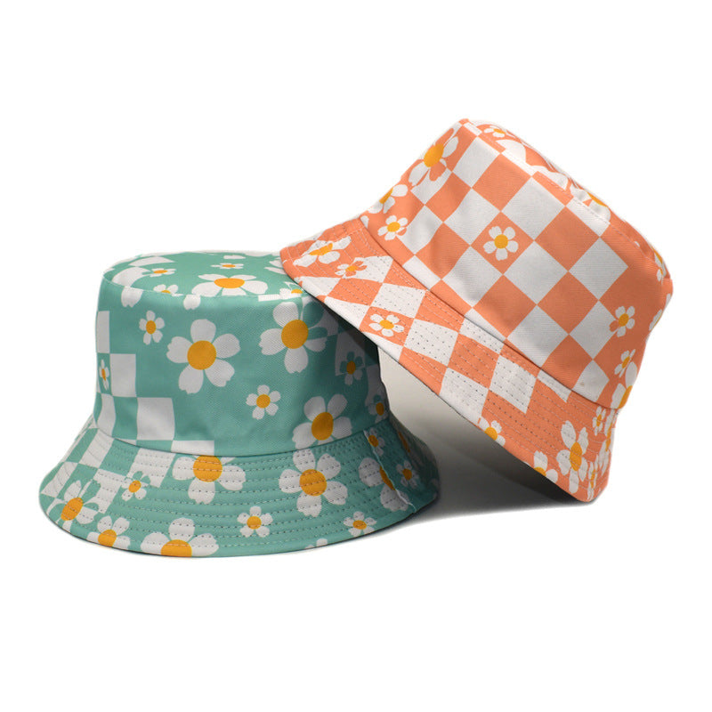 Korean Style Chessboard Plaid Spring And Summer New Bucket Hat Sun-proof