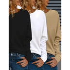 3 Pack Womens Plus Size Long Sleeve Shirts Crew Neck Basic Tee Tops Loose Fit Fall Outfits For Women 1X-5X