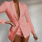 Solid Color Women's Solid Color Suit Collar Jacket