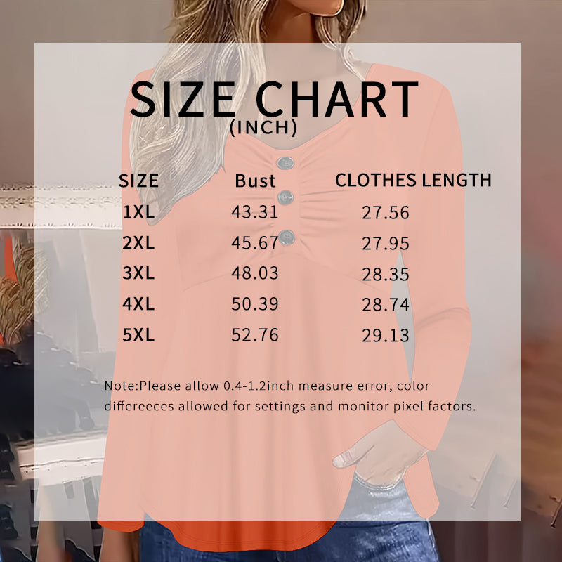 Plus Size V-Neck Tunic Top - Loose Fit Casual Blouse With Button Detail & Pleats For Spring Fall