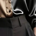 Women's Colorblock Long Sleeve Blouse Shirt Button Down Collared Tops