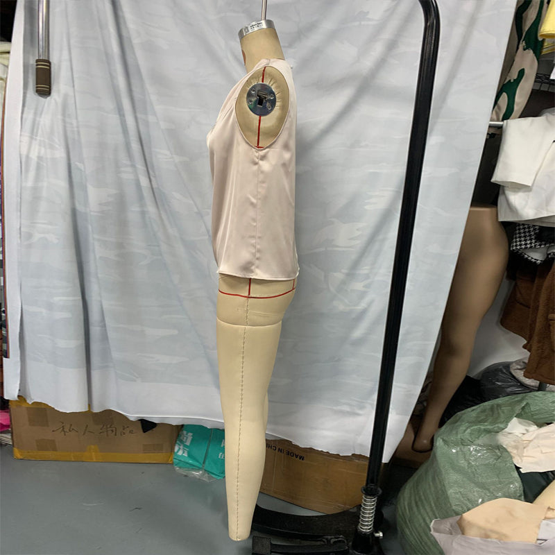 Women's Elegant Sleeveless Mock Neck Top, Ruffle Detail Solid Color Blouse For Office And Casual Wear