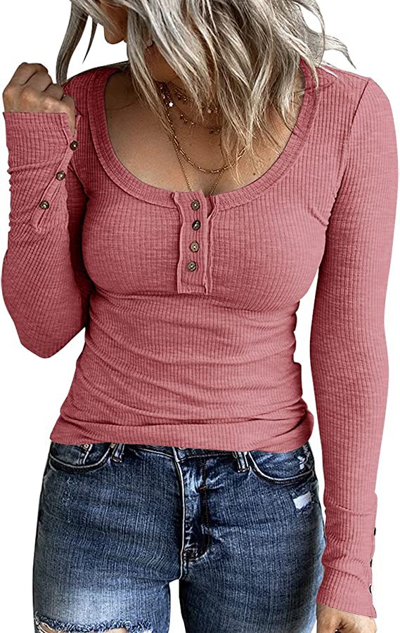 Women's Button Vest Color V-neck Long Sleeve Top