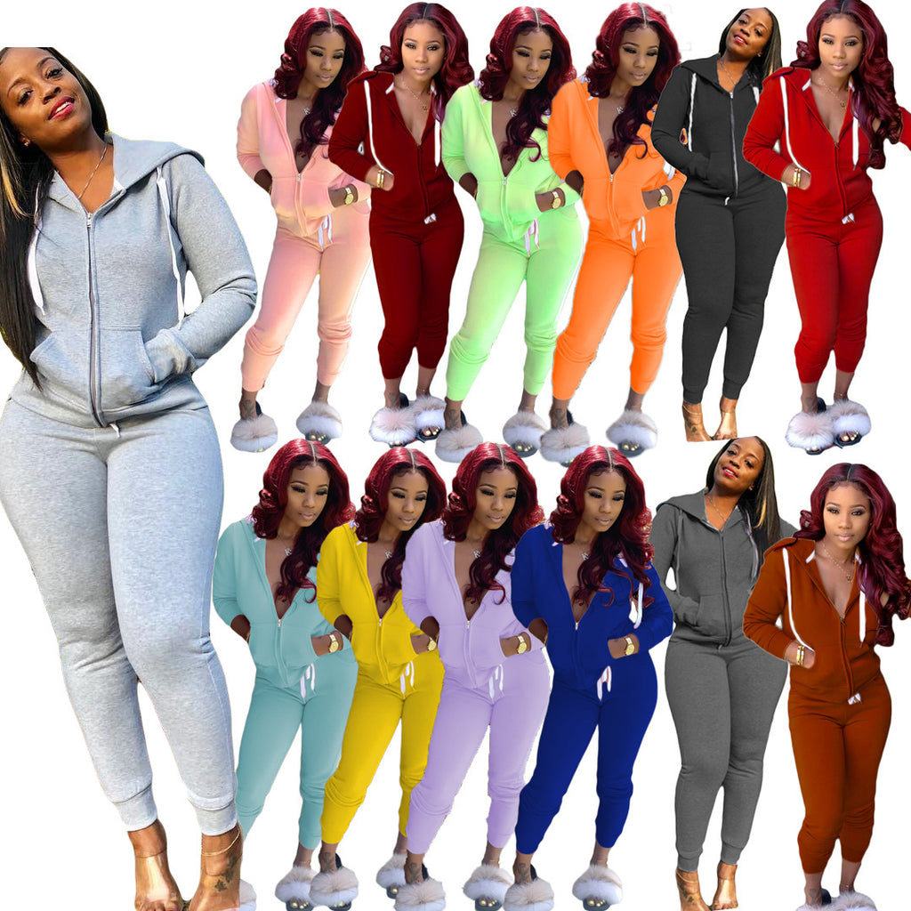 Women's Clothing Solid Color Hoodie Suit Sports