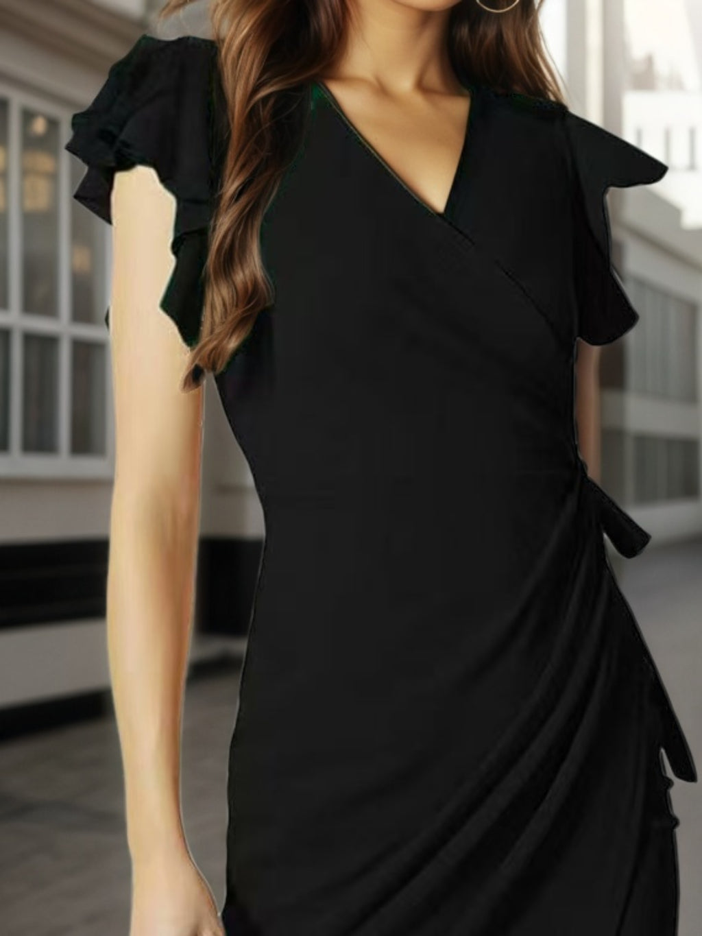 2025 Middle Eastern New Women's Deep V-neck Pleated Sleeve Tight Casual Fashion Dress