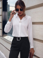 Fashionable Elegant Business Style Long Sleeve Shirt With Pearl Button