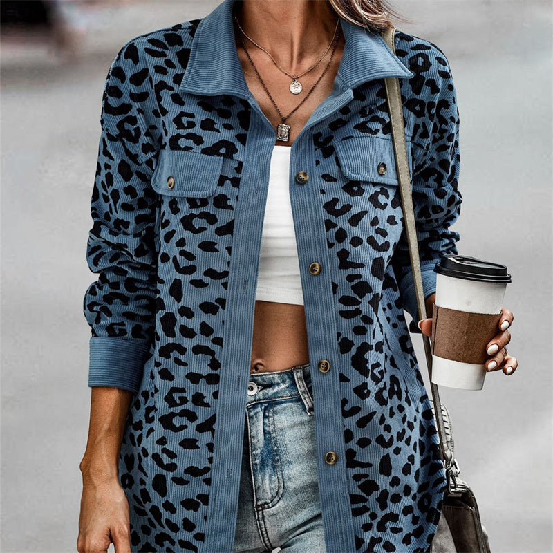 Women's Fashion Leopard Print Long Sleeve Jacket