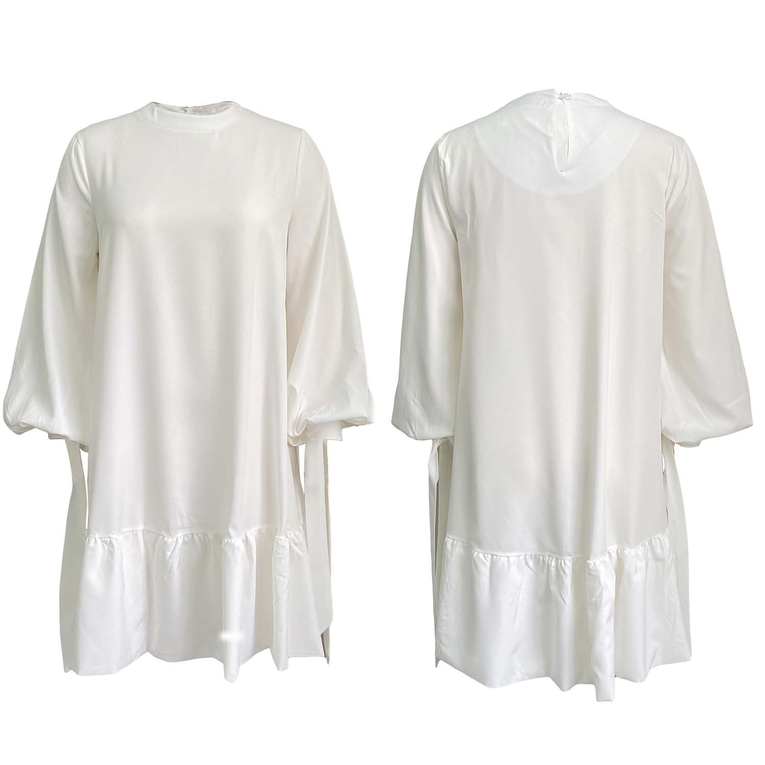 Women's Loose Solid Color Puff Sleeve Dress