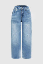 Low-Rise Cropped Boyfriend Jeans For Women, Relaxed Fit Straight Leg Denim With A Distressed Raw Hem, Casual Light Wash Pants