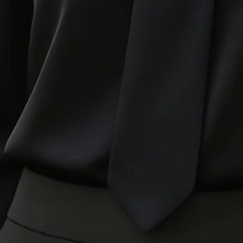 Women's Solid Color Long Sleeve Shirt With Tie And Lapel Collar, Casual & Elegant Blouse For Office And Formal Wear