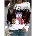 Snowman Printed Panel Loose Sweater