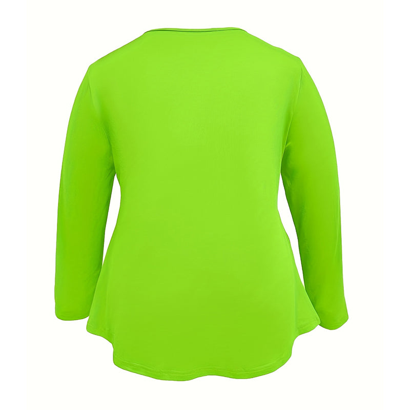 Plus Size V-Neck Tunic Top - Loose Fit Casual Blouse With Button Detail & Pleats For Spring Fall