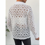 Women's Lace Floral Boho Blouse - Long Sleeve Button Down Shirt For Spring & Fall