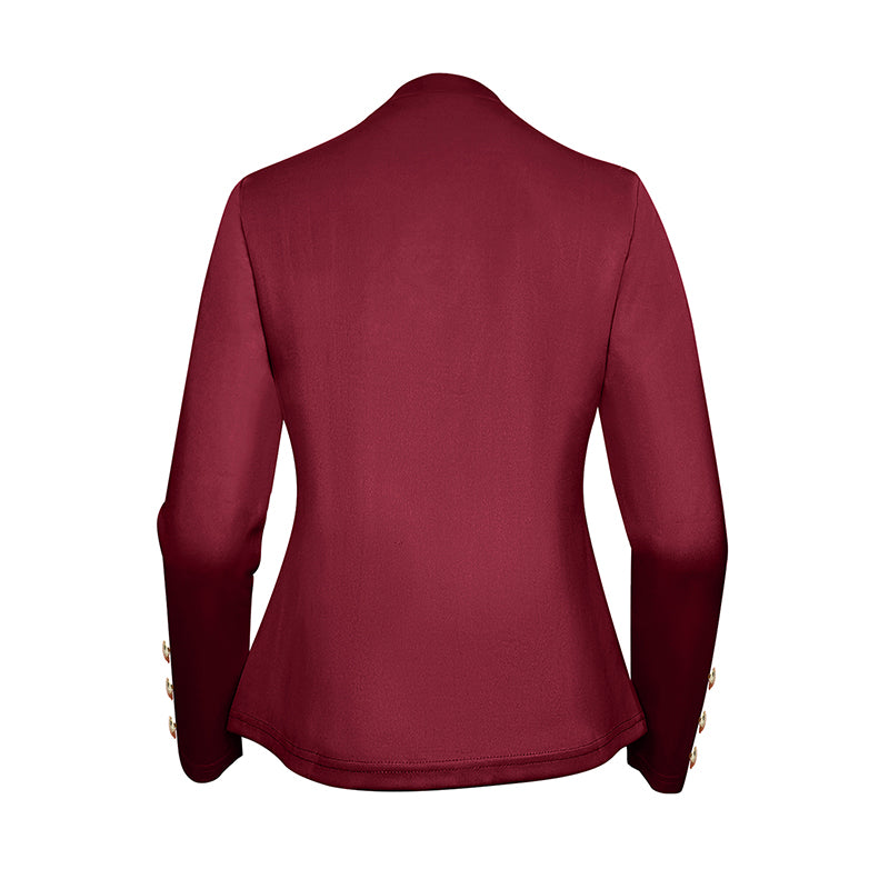 Plus Size Women's Solid Color Double Breasted Long Sleeve Top - Button Cuff Casual & Office Wear