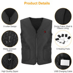 1Pc Heat Jacket Vest 3 Heating Gear Adjustable USB Heated Vest Warm Heat Coat Vest With 5 Heating Zones For Men Women Winter Outdoor Activity