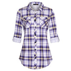 Plaid Pouch Button Cuff Comfort And Casual Printed Women's Shirt