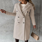 Color Long Sleeve Double Breasted Pocket