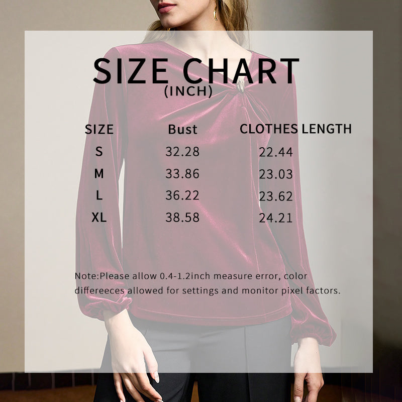 Women's Velvet Twist Knot Blouse, Asymmetric V-Neck Trendy Top