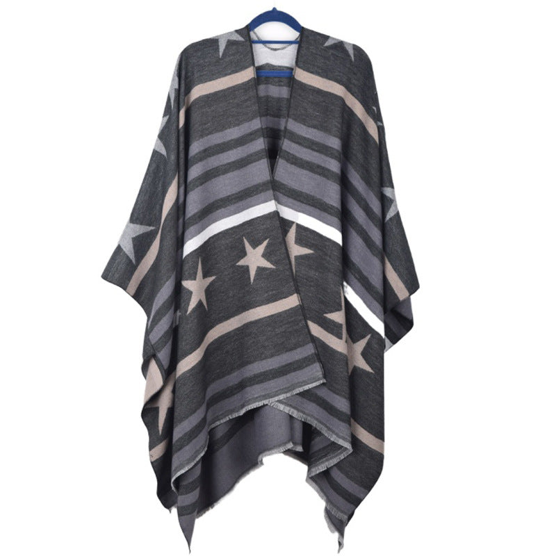 Cashmere Cape Split Shawl Air Conditioning Blanket