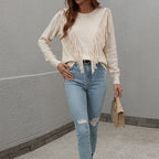 Women's Fringe Tassel Sweater - Casual Long Sleeve Crewneck Knit Pullover For Fall
