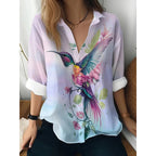 Floral Print Long-sleeved Shirt Women's Casual Button Tops Clothing