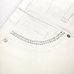 White High Waist Button Shorts Slim Fit Stretch Denim Bling Pocket Hot Girl Summer Look Club Chic Curve Flattering Pants For Women Forbidden Platform - Temu