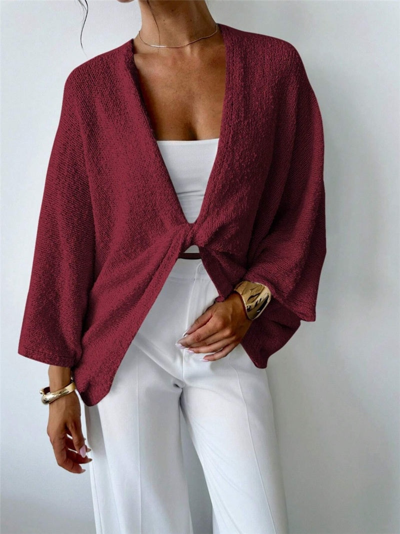 Women's Cross Deep V-neck Loose Elegant Simple Sweater