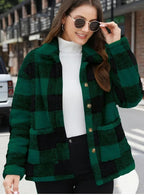Women's Plaid Plush Long-sleeved Winter Fashion Casual Jacket
