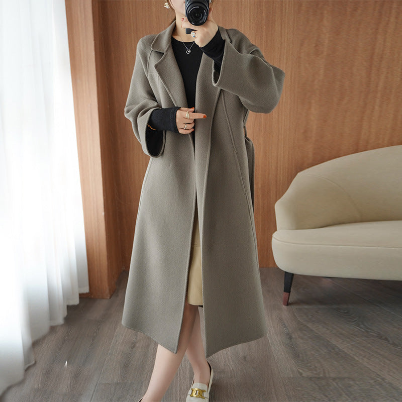Reversible Cashmere Coat Women's Mid-length Loose Over Knee Coat