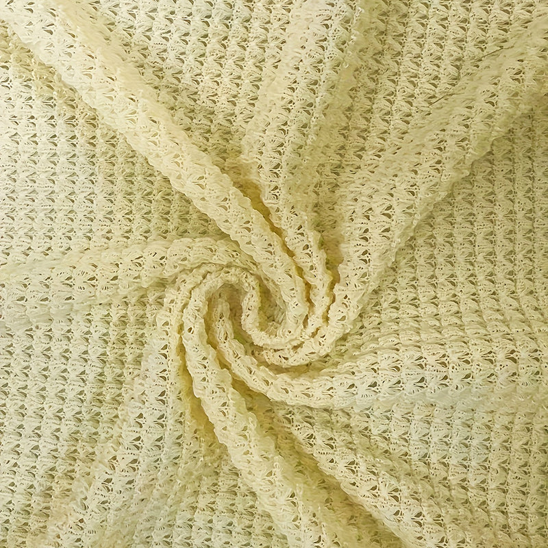 Plus Size Women's Casual V-Neck Pineapple Texture Knit Top Solid Color Long Sleeve Breathable Pullover For Spring Fall