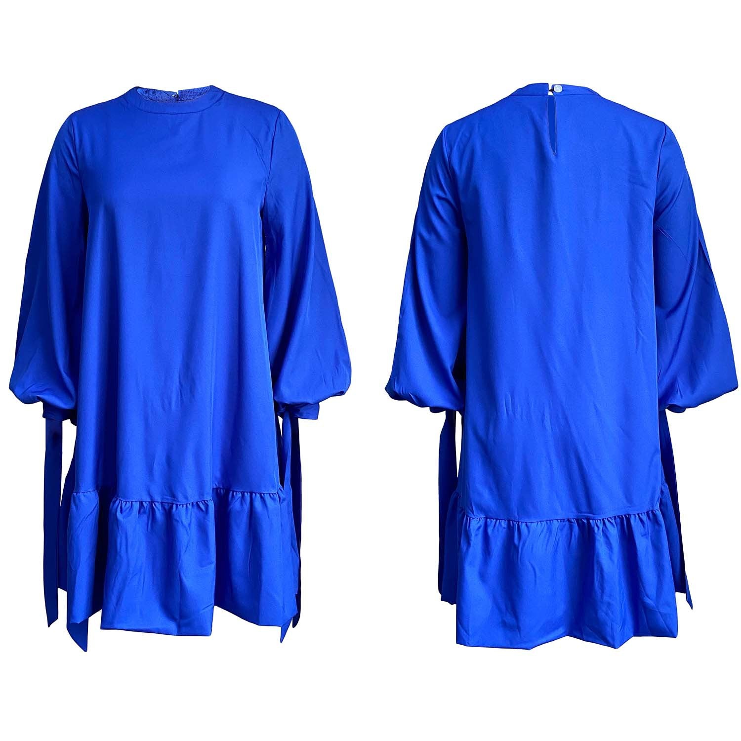 Women's Loose Solid Color Puff Sleeve Dress