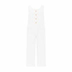 Women's Elegant Wide-Leg Jumpsuit - Button Front Formal & Casual Romper, Lightweight Wear