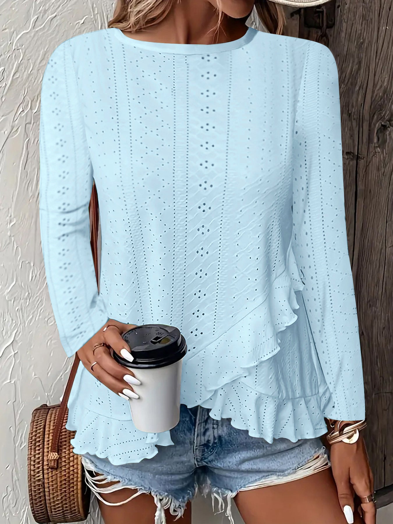 Casual Solid Color Long Sleeve Round Neck