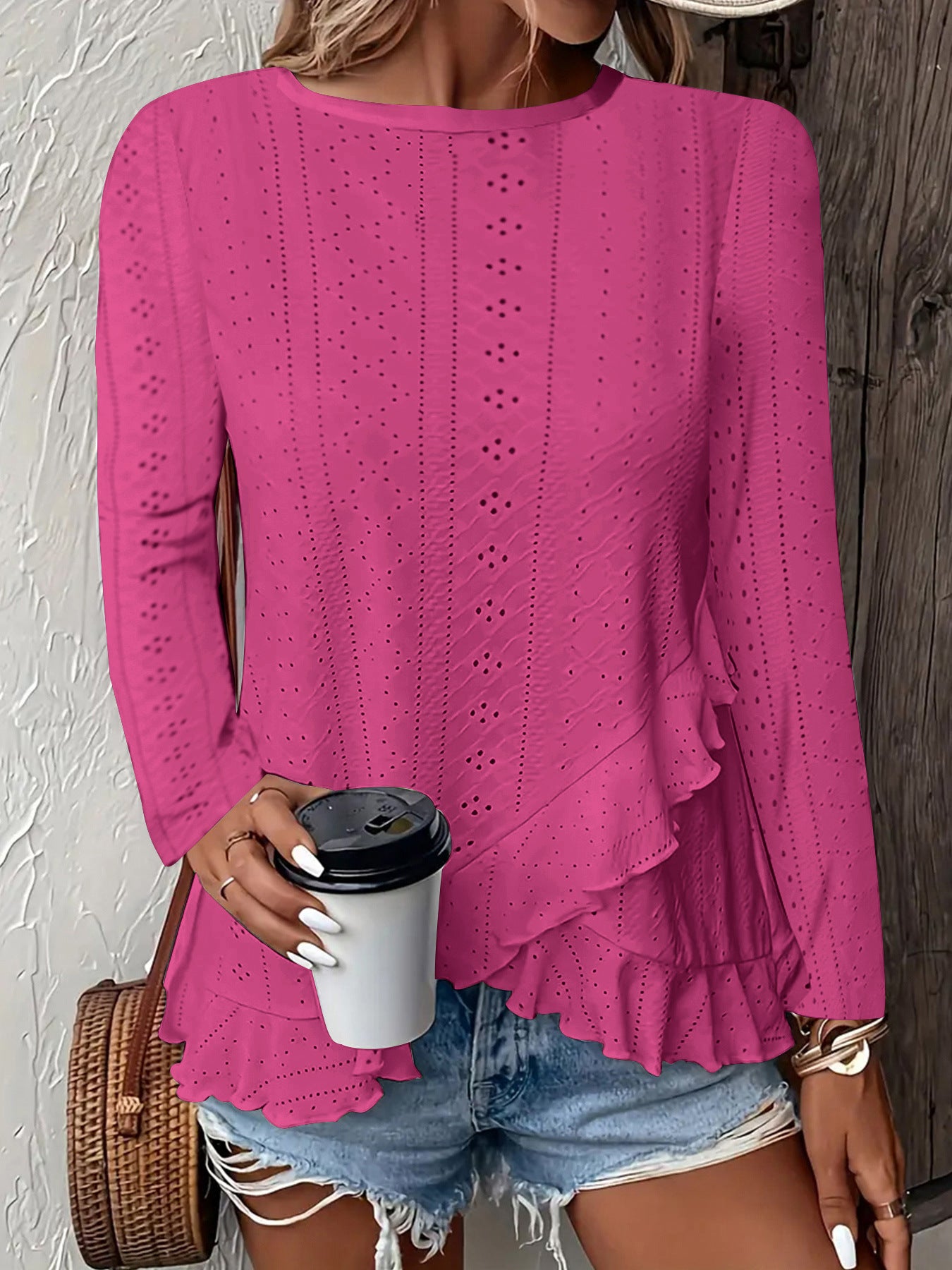 Casual Solid Color Long Sleeve Round Neck