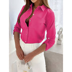 Womens Button Down Shirts V Neck Rolled Up Long Sleeve Tops Elegant Dressy Blouses Business Casual Outfits