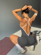 Sports Yoga Jumpsuit Sleeveless Quick-drying Thread Tight Fit Fitness One-piece Yoga Suit