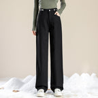 Fashion Simple Casual High Waist Plus Velvet Jeans