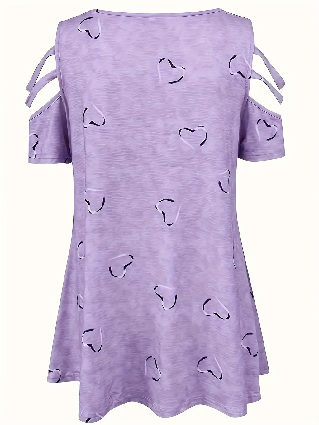 Self-pick-up Plus Size Women'S Casual Heart Print Zipper Short Sleeve Off Shoulder T-Shirt Only Self-pickup Is Supported