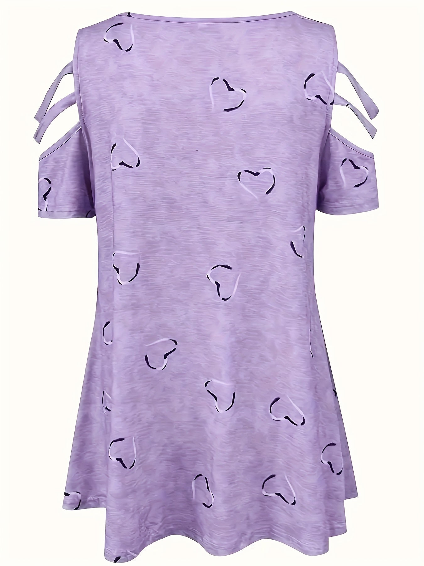 Self-pick-up Plus Size Women'S Casual Heart Print Zipper Short Sleeve Off Shoulder T-Shirt Only Self-pickup Is Supported