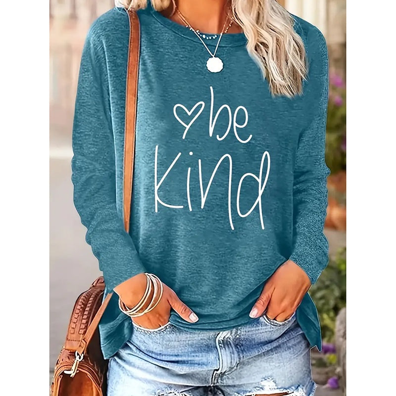 Women Be Kind Tshirt Casual Inspirational Graphic Tees Long Sleeve Loose Fit Shirt
