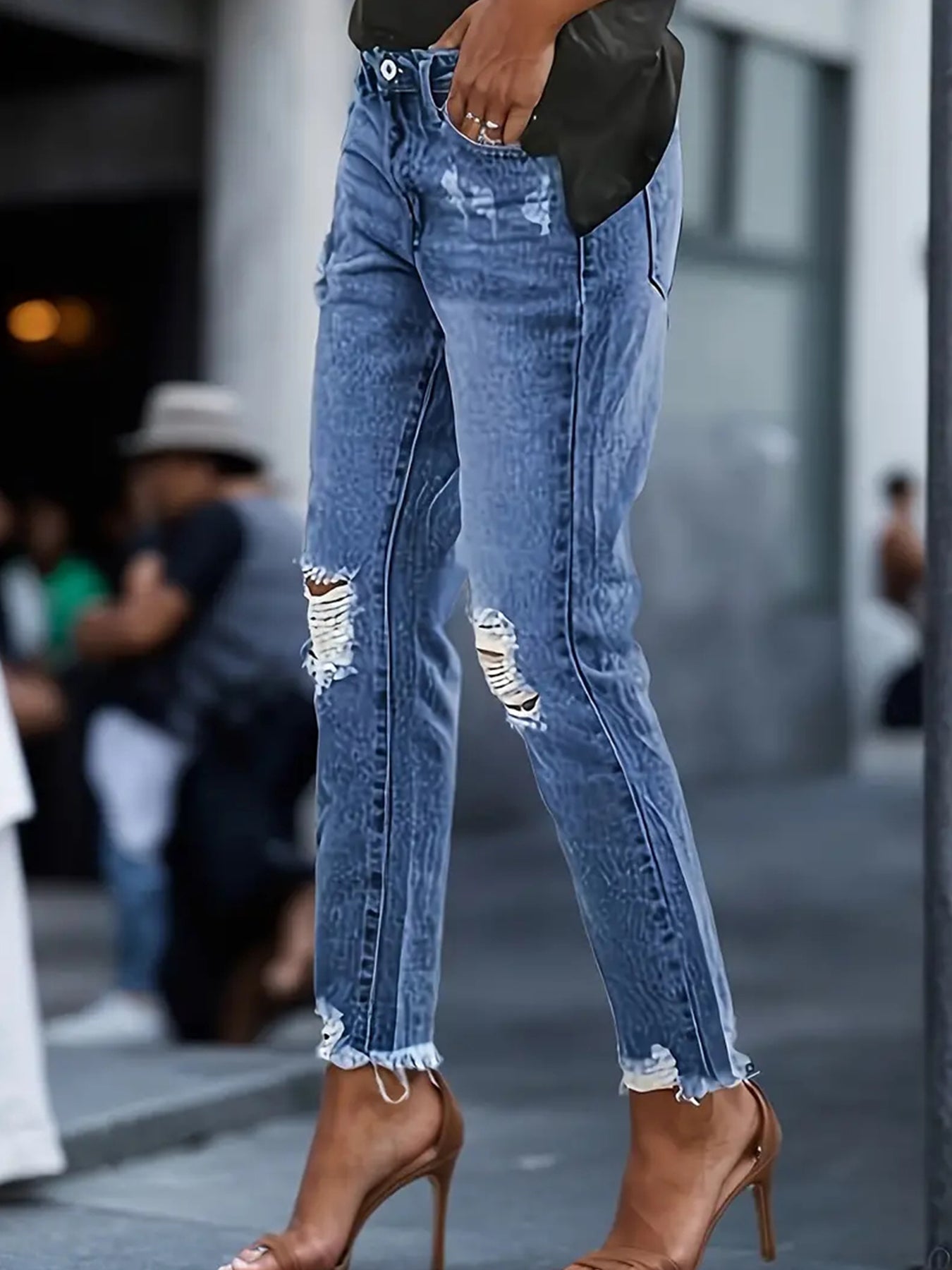 Stretchy Boyfriend Jeans For Women - Ripped, Distressed, Comfortable Denim Pants With Five-Pocket Design, Faded Wash, And Relaxed Fit Amazon Don't Sell