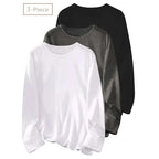 3 Pack Womens Plus Size Long Sleeve Shirts Crew Neck Basic Tee Tops Loose Fit Fall Outfits For Women 1X-5X